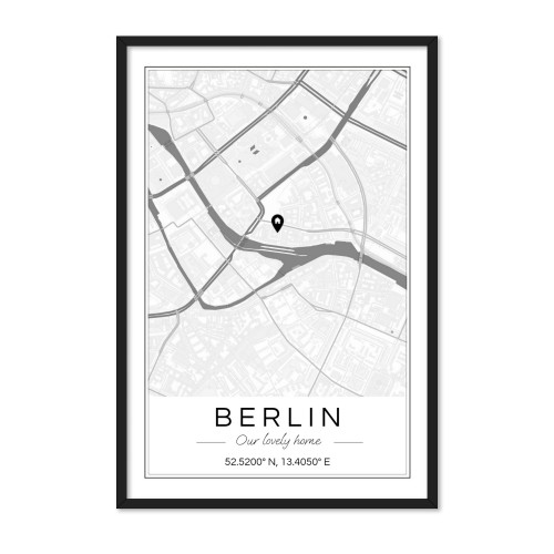 Map Poster black frame 40 x 60