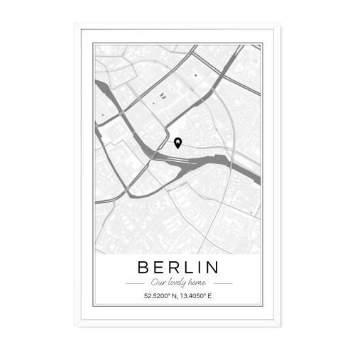 Map Poster white frame 40 x 60