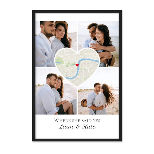 Bykort plakat med ramme sort 50 x 75