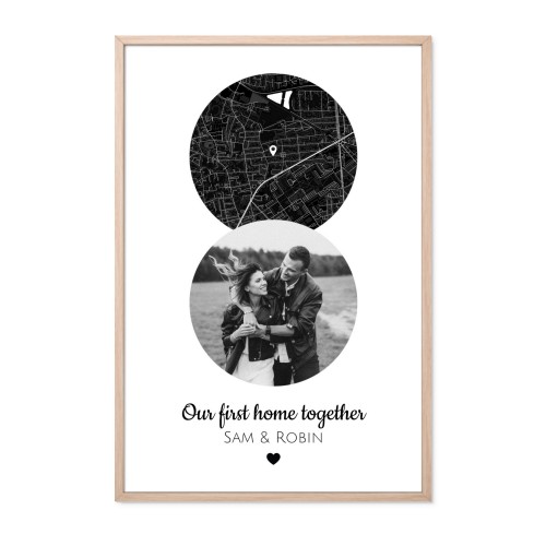 Map Poster brown frame 50 x 75