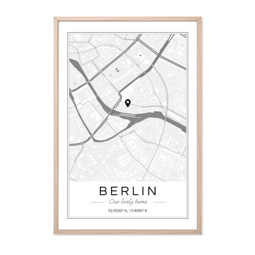 Map Poster brown frame 50 x 75