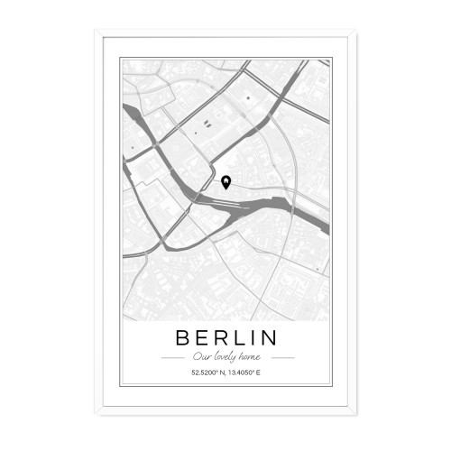 Map Poster white frame 50 x 75