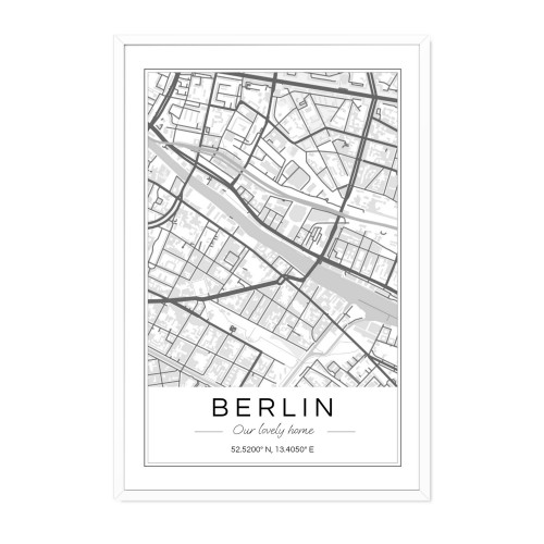 Affiche carte avec cadre blanc 50 x 75