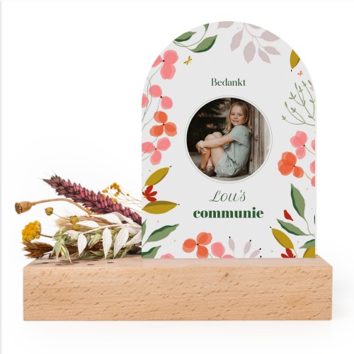 Forex kaart boog in houten houder met droogbloemen