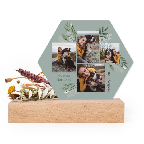 Forex luxe hexagone sur support en bois & fleurs séchées Forex luxe hexagone sur support en bois & fleurs séchées