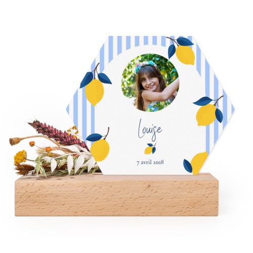 Forex luxe hexagone sur support en bois & fleurs séchées