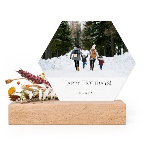 Forex luxe hexagone sur support en bois & fleurs séchées