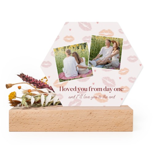 Forex luxe hexagone sur support en bois & fleurs séchées