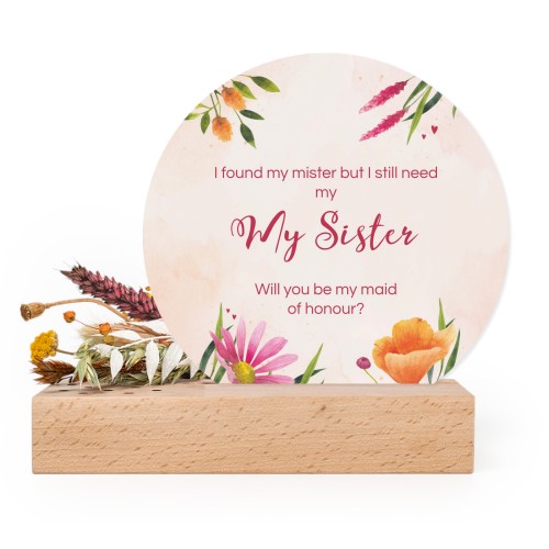 Borddekorasjon med kort og tørkede blomster, runde kort