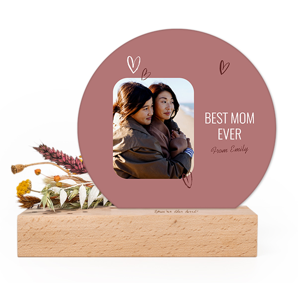 Forex luxe rond sur support en bois personnalisé & fleurs séchées