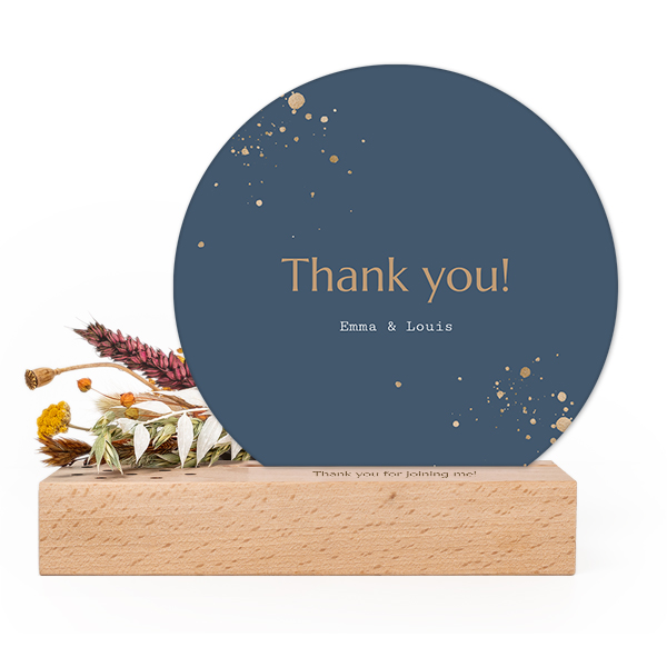 Forex luxe rond sur support en bois personnalisé & fleurs séchées