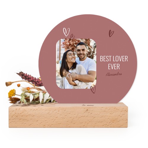 Forex luxe rond sur support en bois personnalisé & fleurs séchées