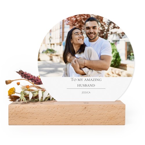 Forex luxe rond sur support en bois personnalisé & fleurs séchées