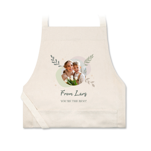 Schort met foto beige naturel Schort met foto beige naturel