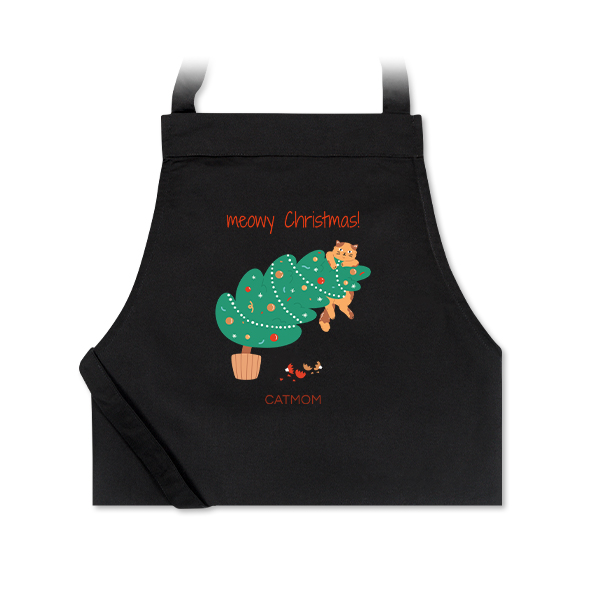 Personalised black apron with photo and text