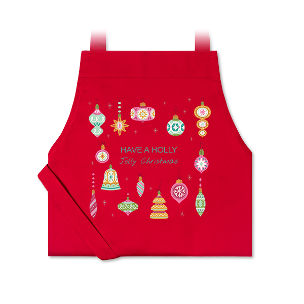 Personalised red apron with photo and text