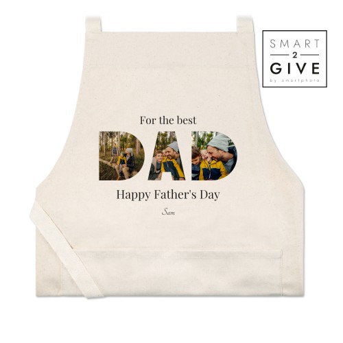 BBQ Geschenkset (Beige Grillschürze personalisiert - fair trade Baumwolle)