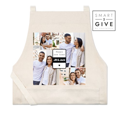 BBQ Geschenkset (Beige Grillschürze personalisiert - fair trade Baumwolle)