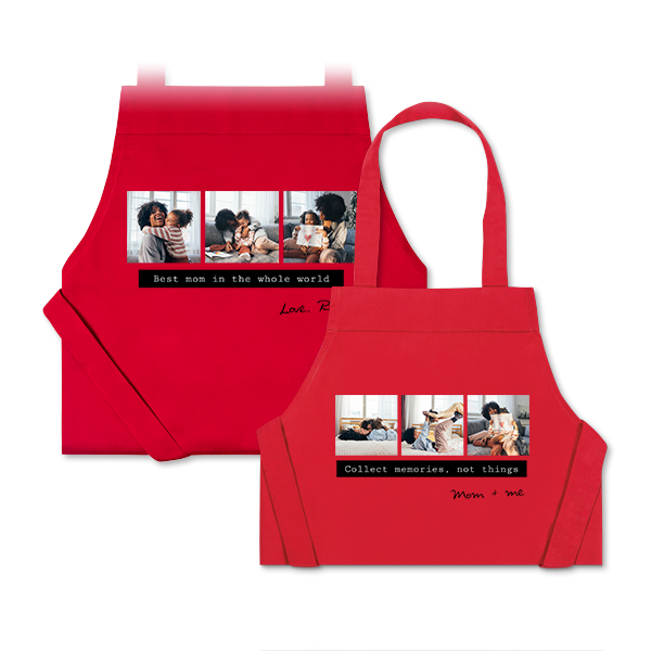 Set de 2 tabliers enfant & adulte - Rouge