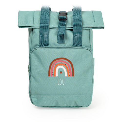 Sac à dos vert sauge avec impression
