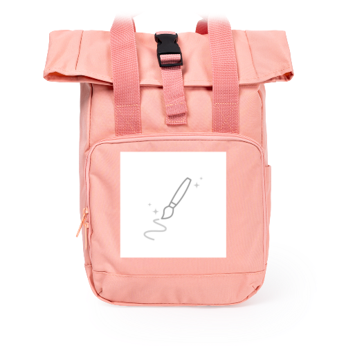 Rucksack rosa mit Aufdruck