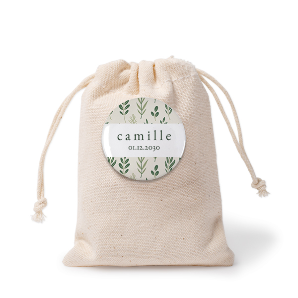 Sachets en coton avec badge (lot de 12) Sachets en coton avec badge (lot de 12)