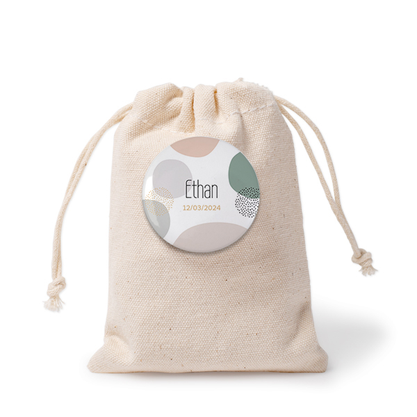 Sachets en coton avec badge (lot de 12)