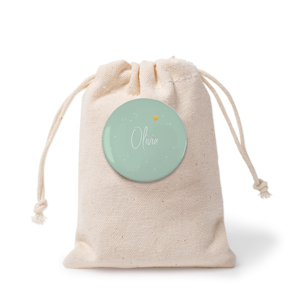 Sachets en coton avec badge (lot de 12)