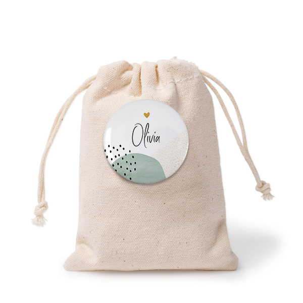 Sachets en coton avec badge (lot de 12)