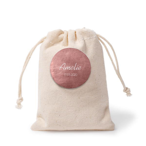 Sachets en coton avec badge (lot de 12) Sachets en coton avec badge (lot de 12)