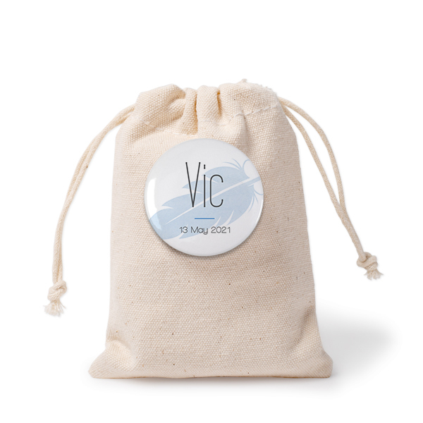 Small cotton bags with pin badge - set of 12 Small cotton bags with pin badge - set of 12
