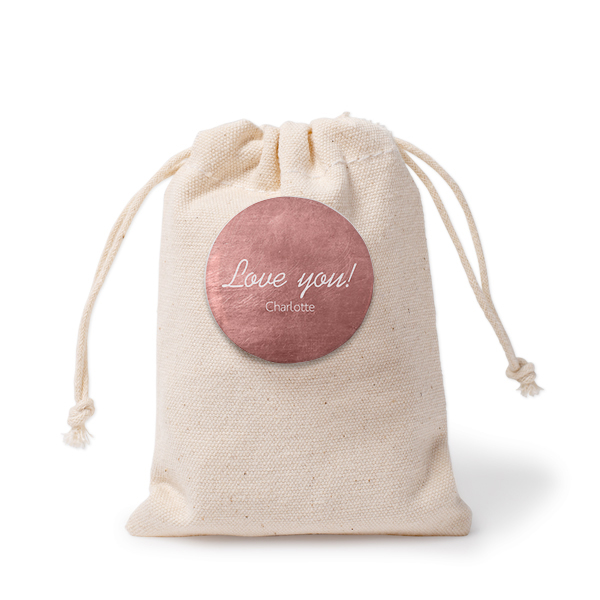 Sachets en coton avec badge (lot de 12) Sachets en coton avec badge (lot de 12)