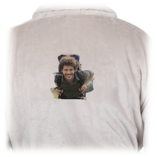 Dressing Gown sand-coloured with print back