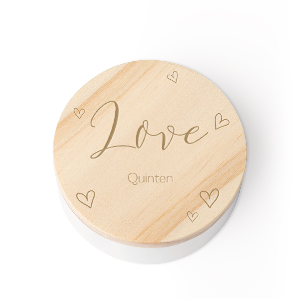 Tin box wooden lid engraved - set of 12 Tin box wooden lid engraved - set of 12
