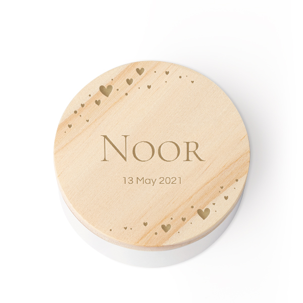 Tin box wooden lid engraved - set of 12 Tin box wooden lid engraved - set of 12