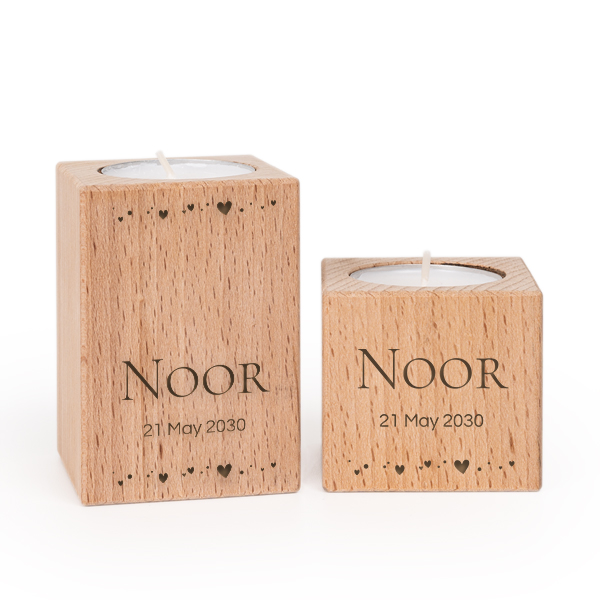 Wooden Tealight Candle Holders - set of 2