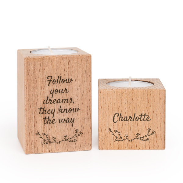 Wooden Tealight Candle Holders - set of 2