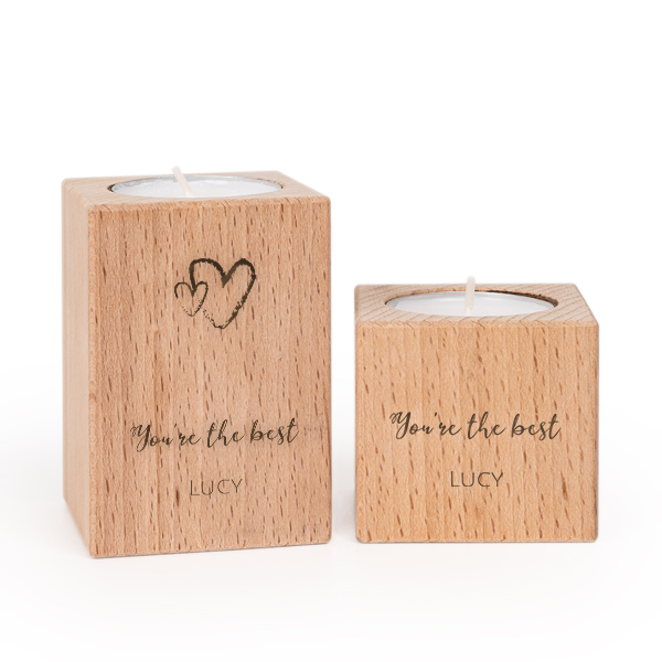 Wooden Tealight Candle Holders - set of 2