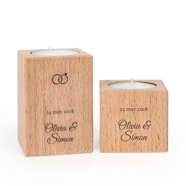 Wooden Tealight Candle Holders - set of 2