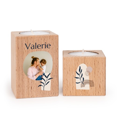 Bougeoir en bois avec photo (lot de 2)