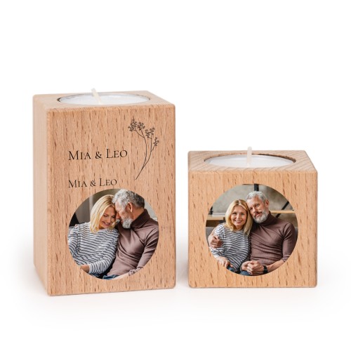 Bougeoir en bois avec photo (lot de 2) Bougeoir en bois avec photo (lot de 2)