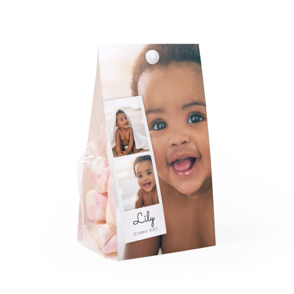 Candy bag with photo-wrapping and split pin - set of 12