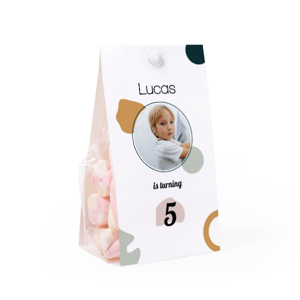 Candy bag with photo-wrapping and split pin - set of 12