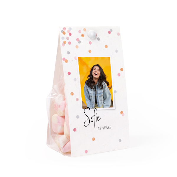 Candy bag with photo-wrapping and split pin - set of 12