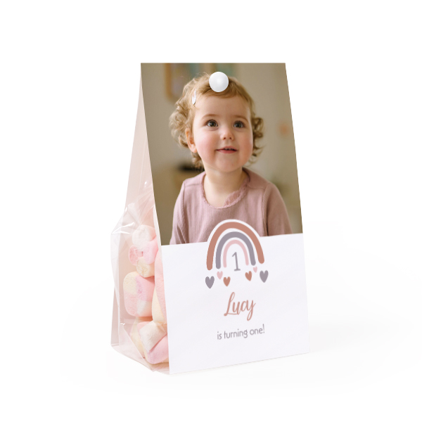 Candy bag with photo-wrapping and split pin - set of 12