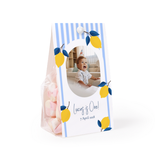 Candy bag with photo-wrapping and split pin - set of 12