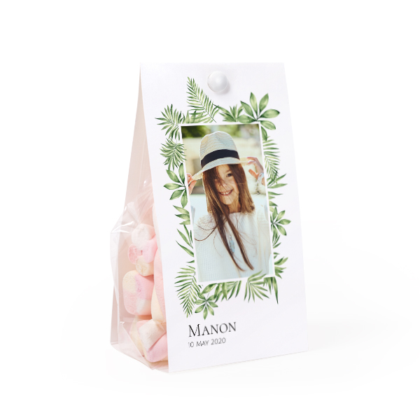 Candy bag with photo-wrapping and split pin - set of 12