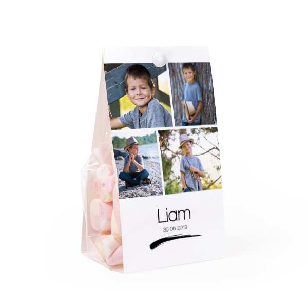 Candy bag with photo-wrapping and split pin - set of 12