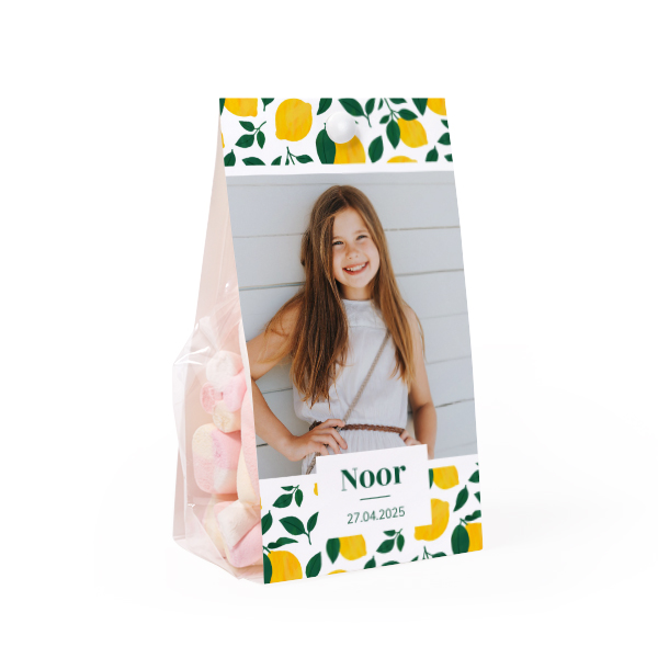 Candy bag with photo-wrapping and split pin - set of 12