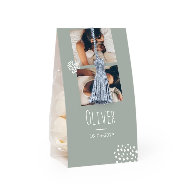 Snoepzakwikkel met zilverblauwe franje - Set van 12 Snoepzakwikkel met zilverblauwe franje - Set van 12